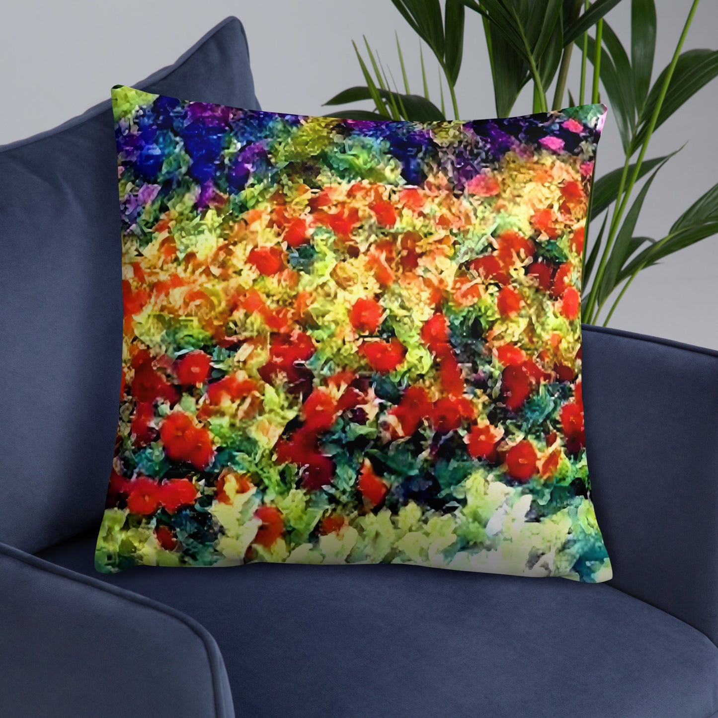 Impressionistic Spring Flowers Accent Pillow