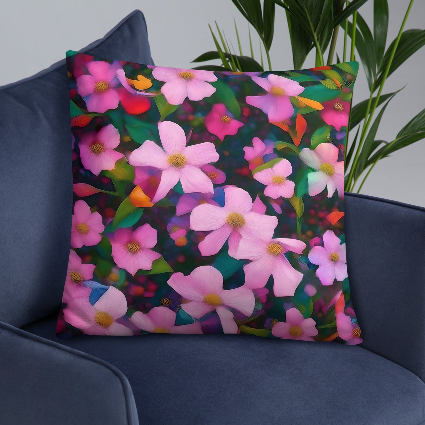 Lovely Pink Floral Accent Pillow