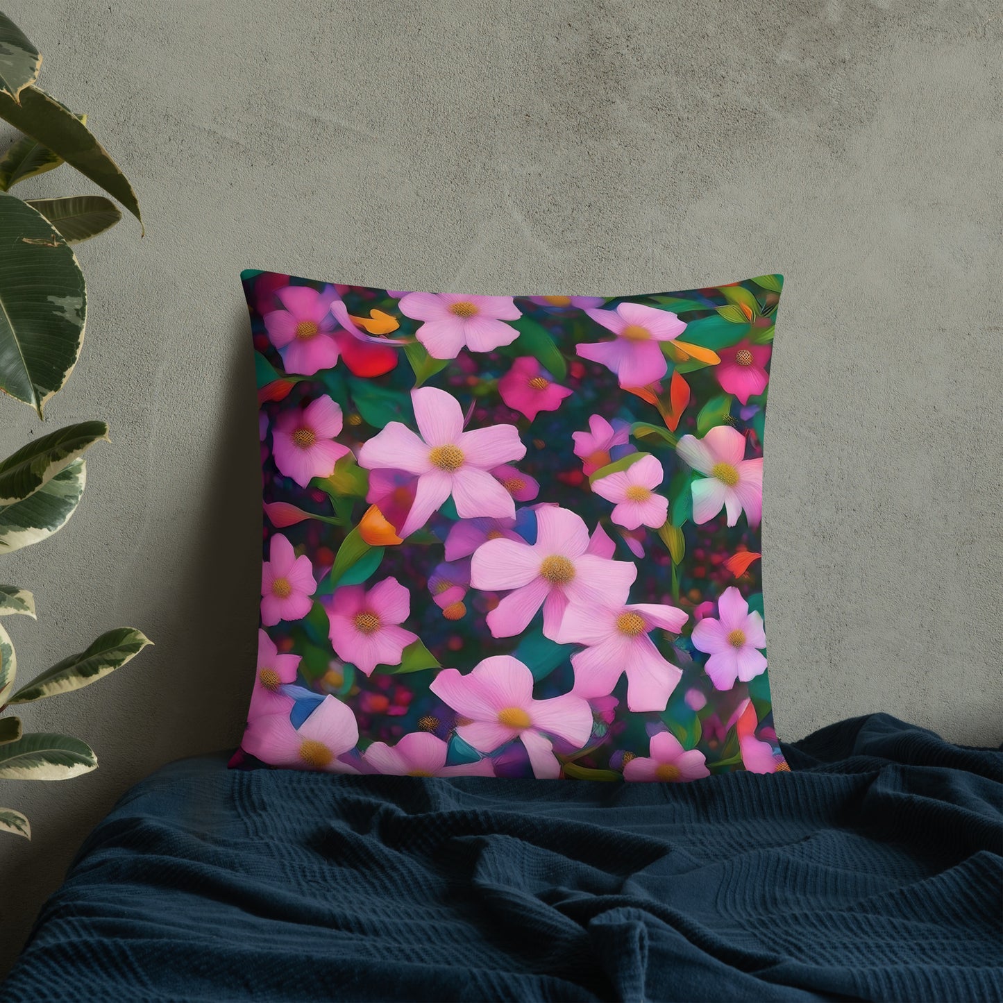 Lovely Pink Floral Accent Pillow