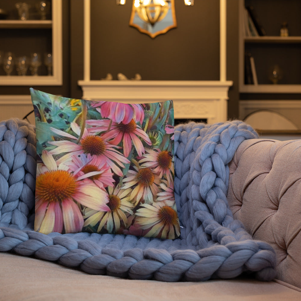 Pink Daisy Boho Pillow