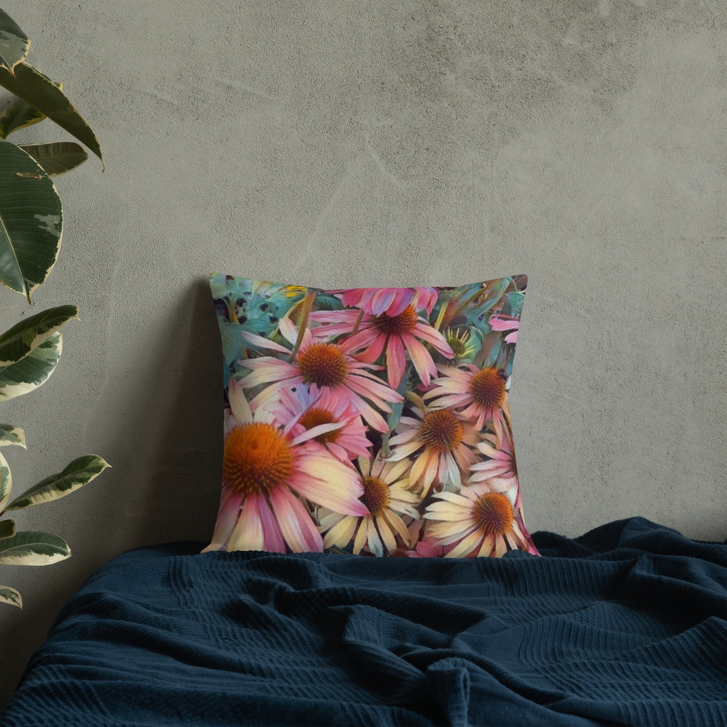 Pink Daisy Boho Pillow