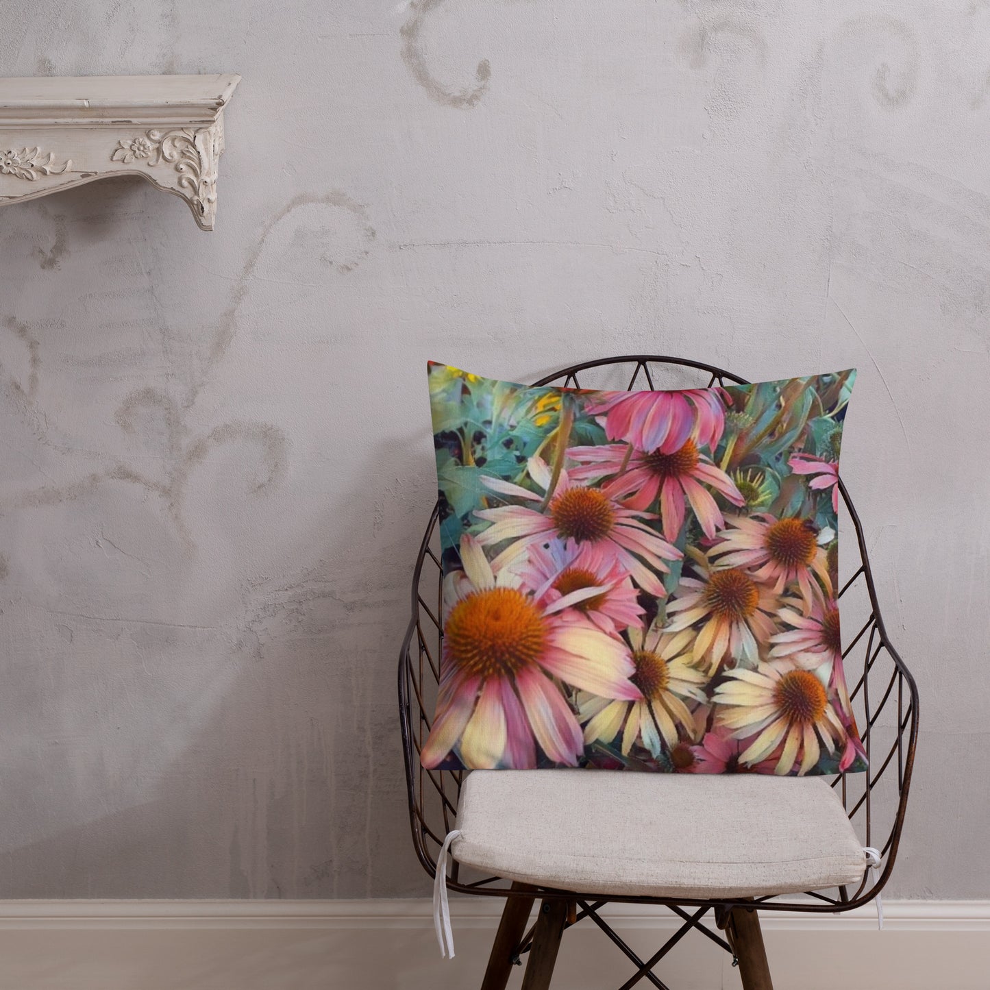 Pink Daisy Boho Pillow