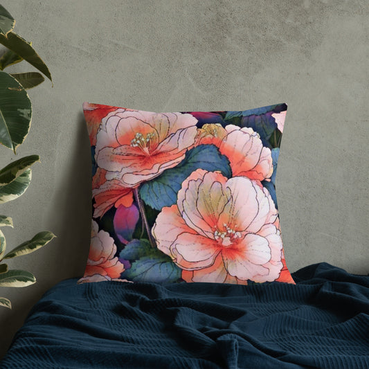 Blooming Begonia Accent Pillow-FREE SHIPPING