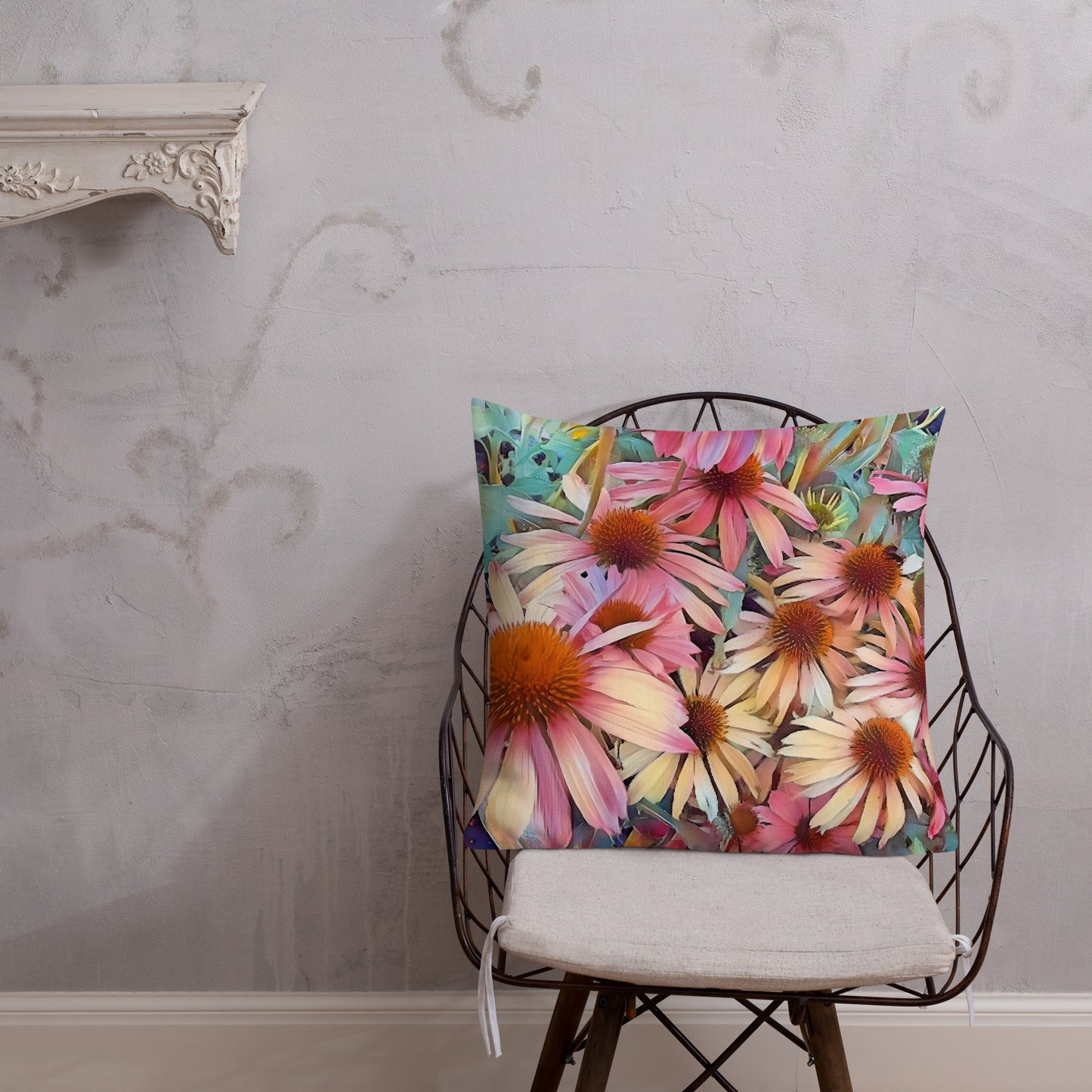 Pink Daisy Boho Pillow