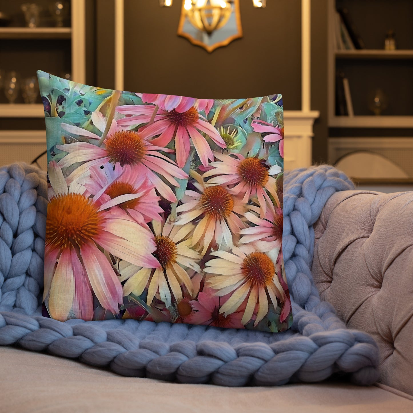 Pink Daisy Boho Pillow