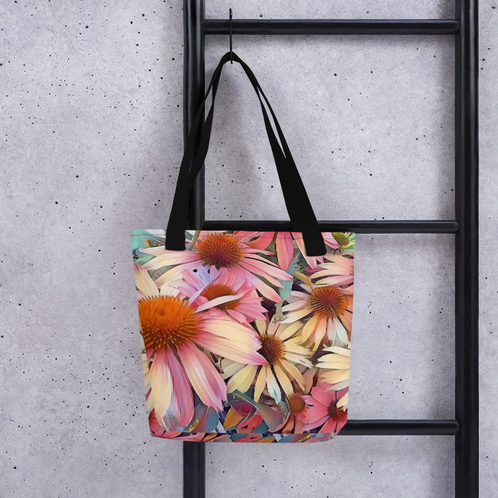 Pink Daisy Boho Tote Bag