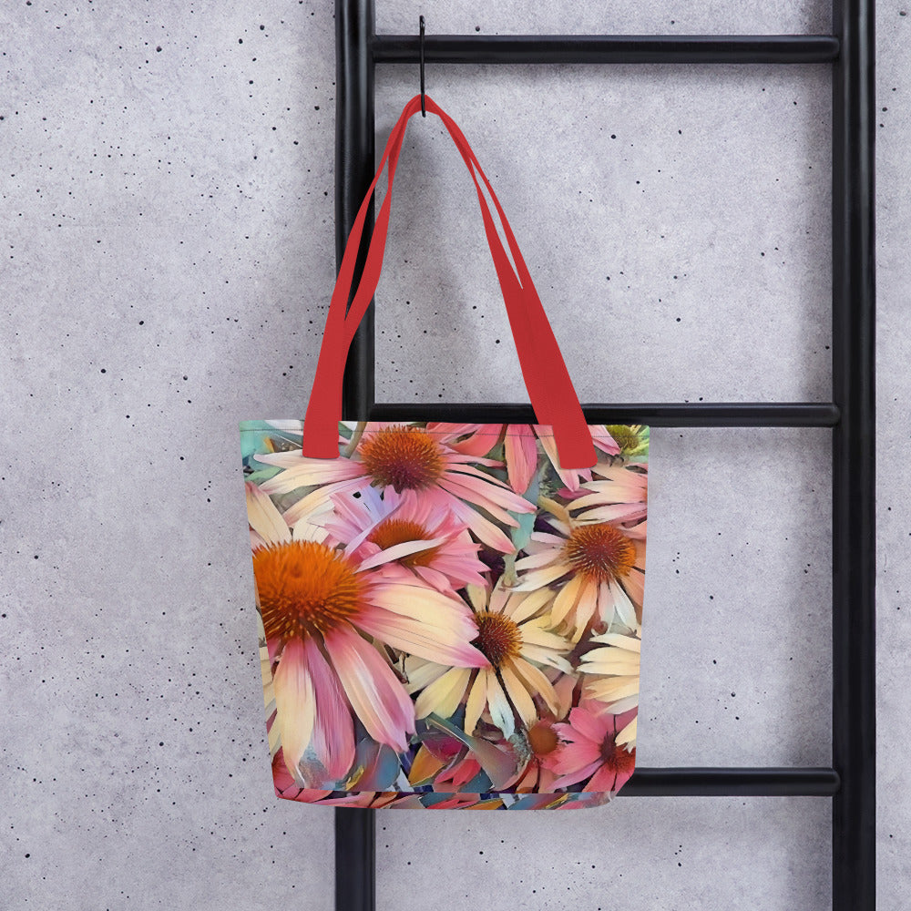 Pink Daisy Boho Tote Bag