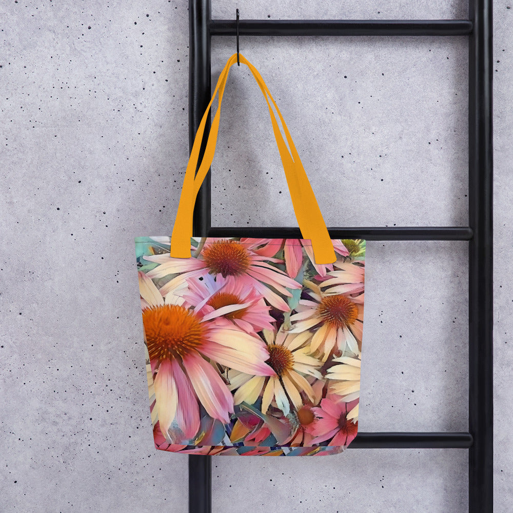 Pink Daisy Boho Tote Bag