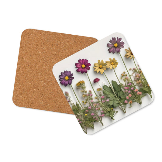 3D Wildflower Cork-back Coaster