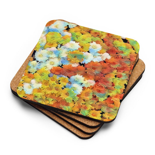Mums the Word Fall Flower Cork-back Coaster