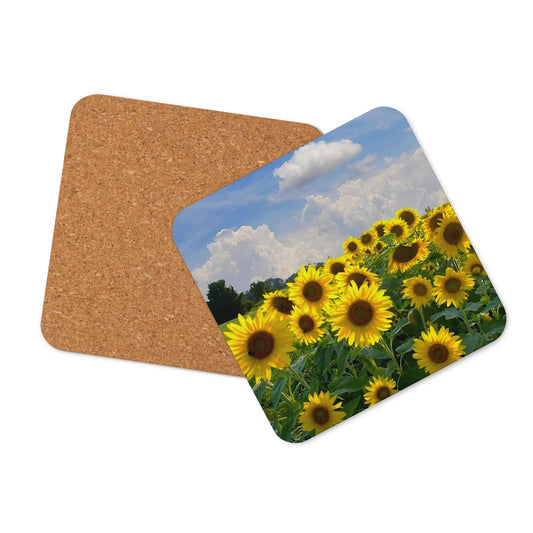 Sunflower Field Cork-back coaster