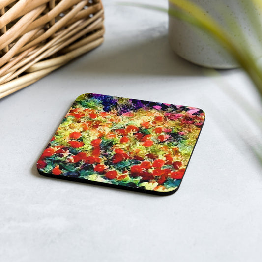 Impressionistic Wildflower Cork-back Coaster