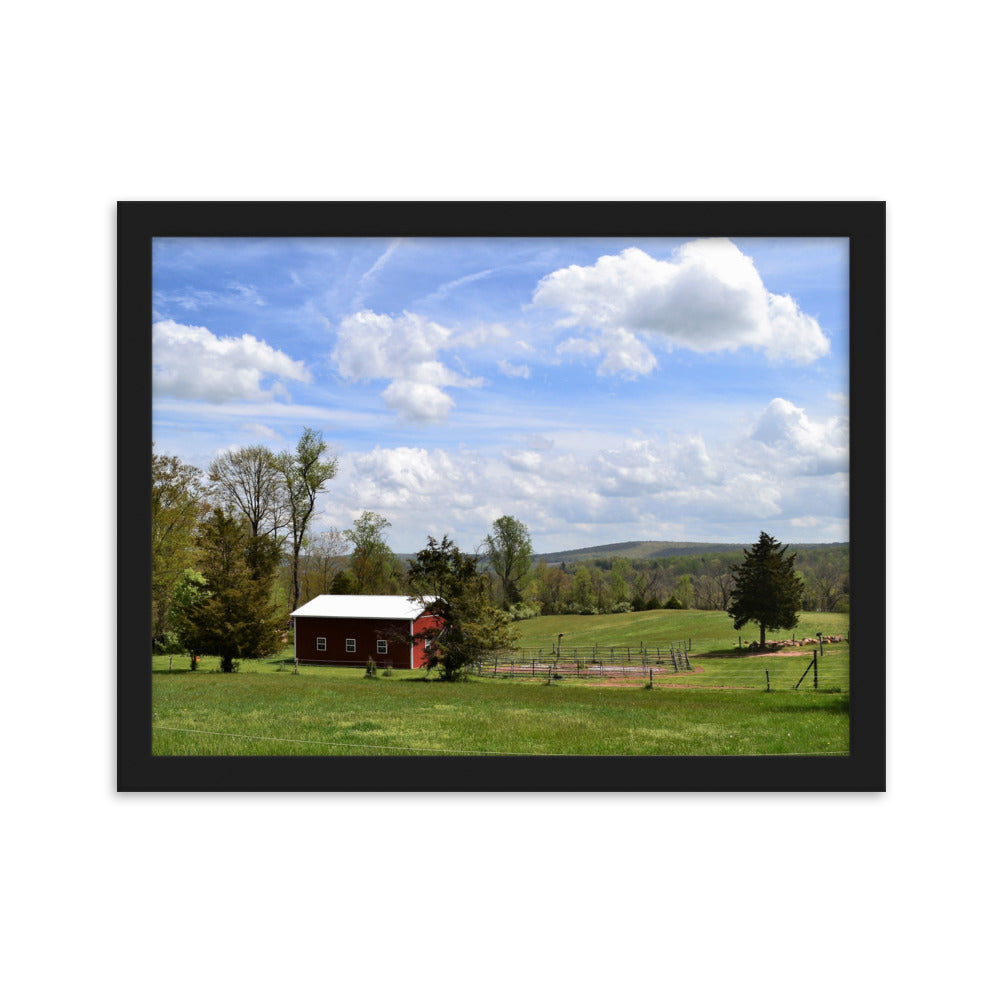 Red Barn Farm Scene Framed Poster