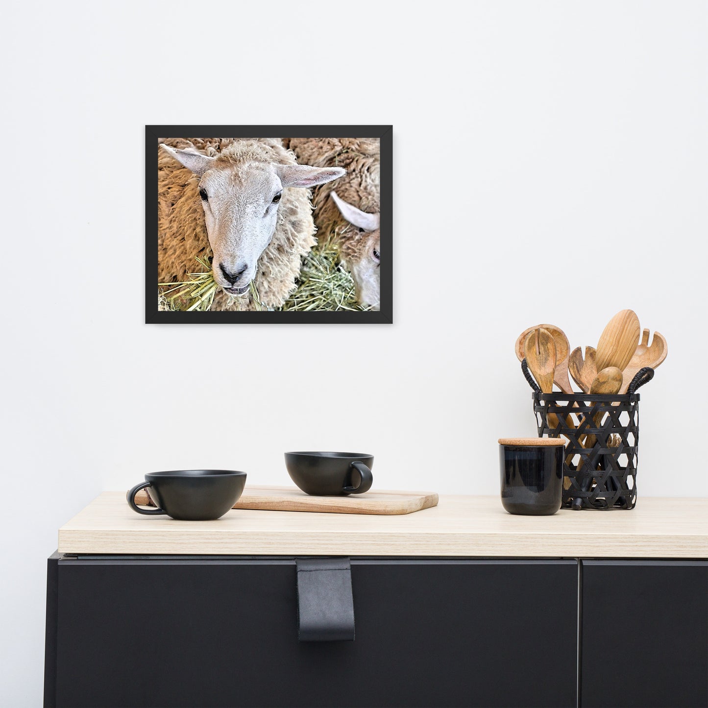 Farm Scene with Sheep Framed poster