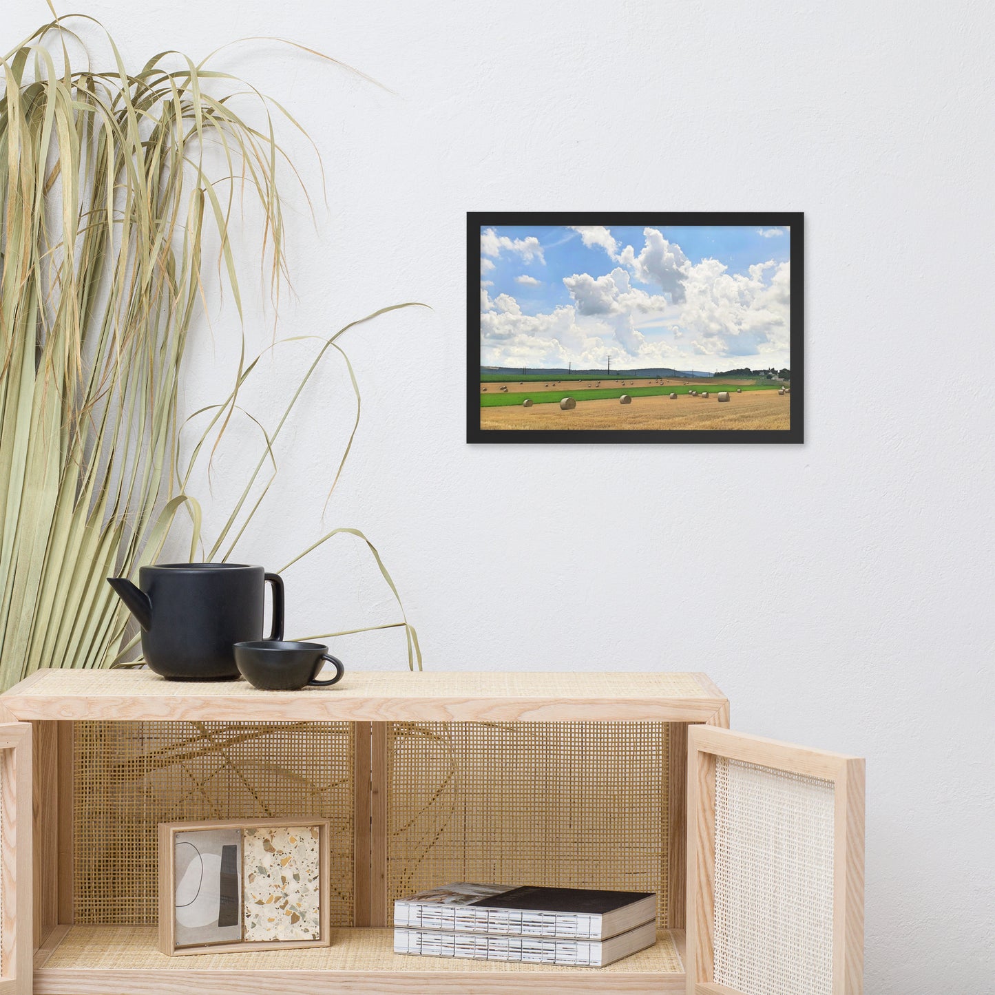 Bales of Wheat Farm Scene Framed poster