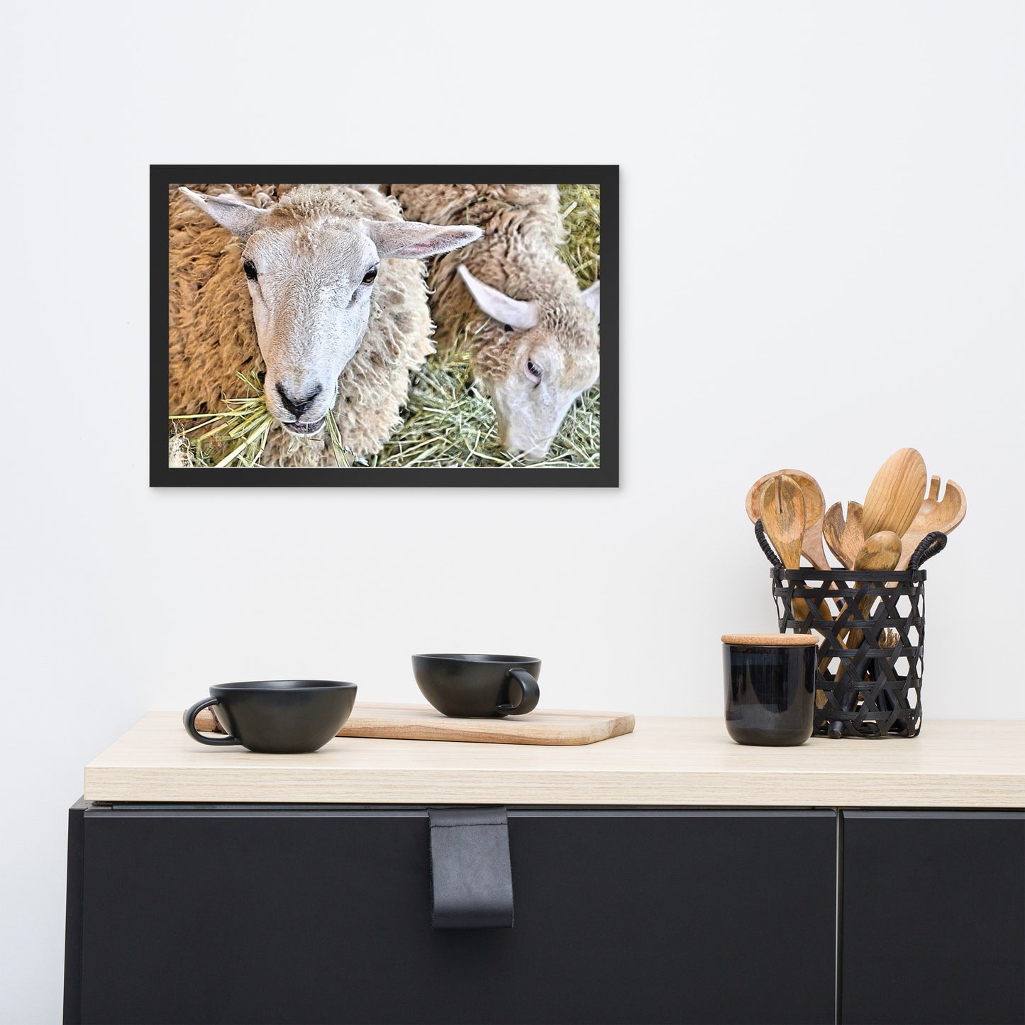 Farm Scene with Sheep Framed poster