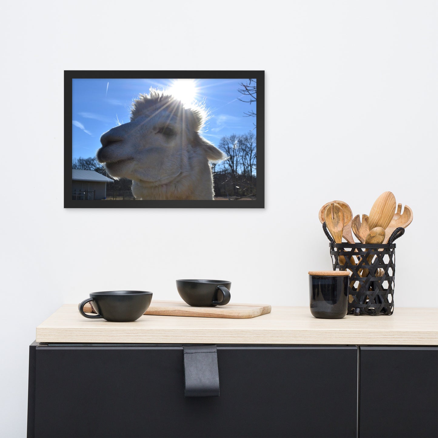 Cute Alpaca Blessed by the Sun Framed poster