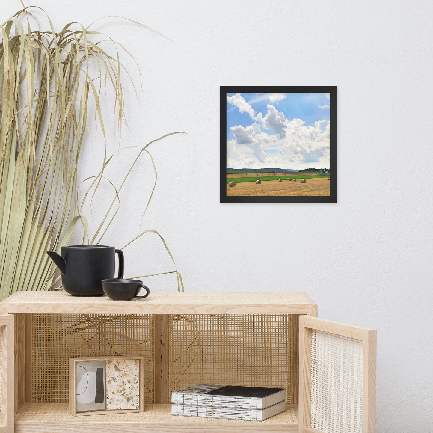 Bales of Wheat Farm Scene Framed poster