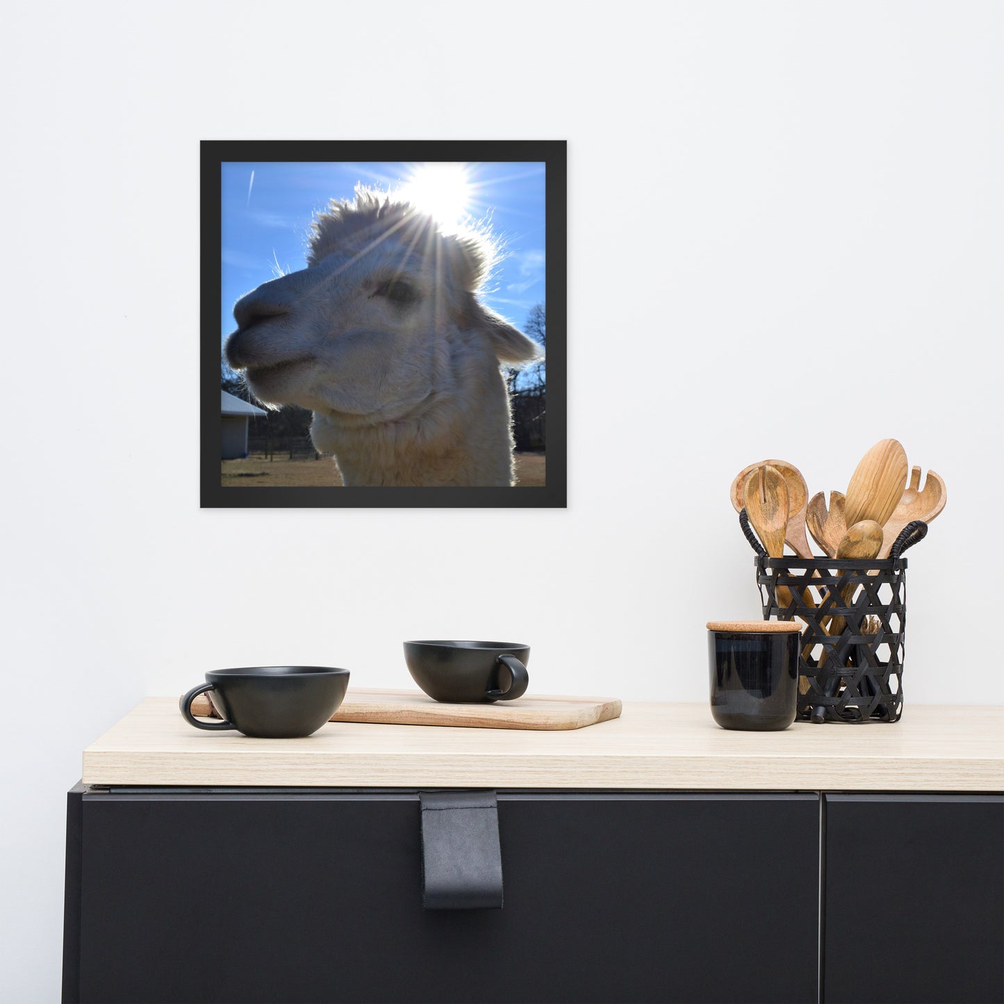 Cute Alpaca Blessed by the Sun Framed poster