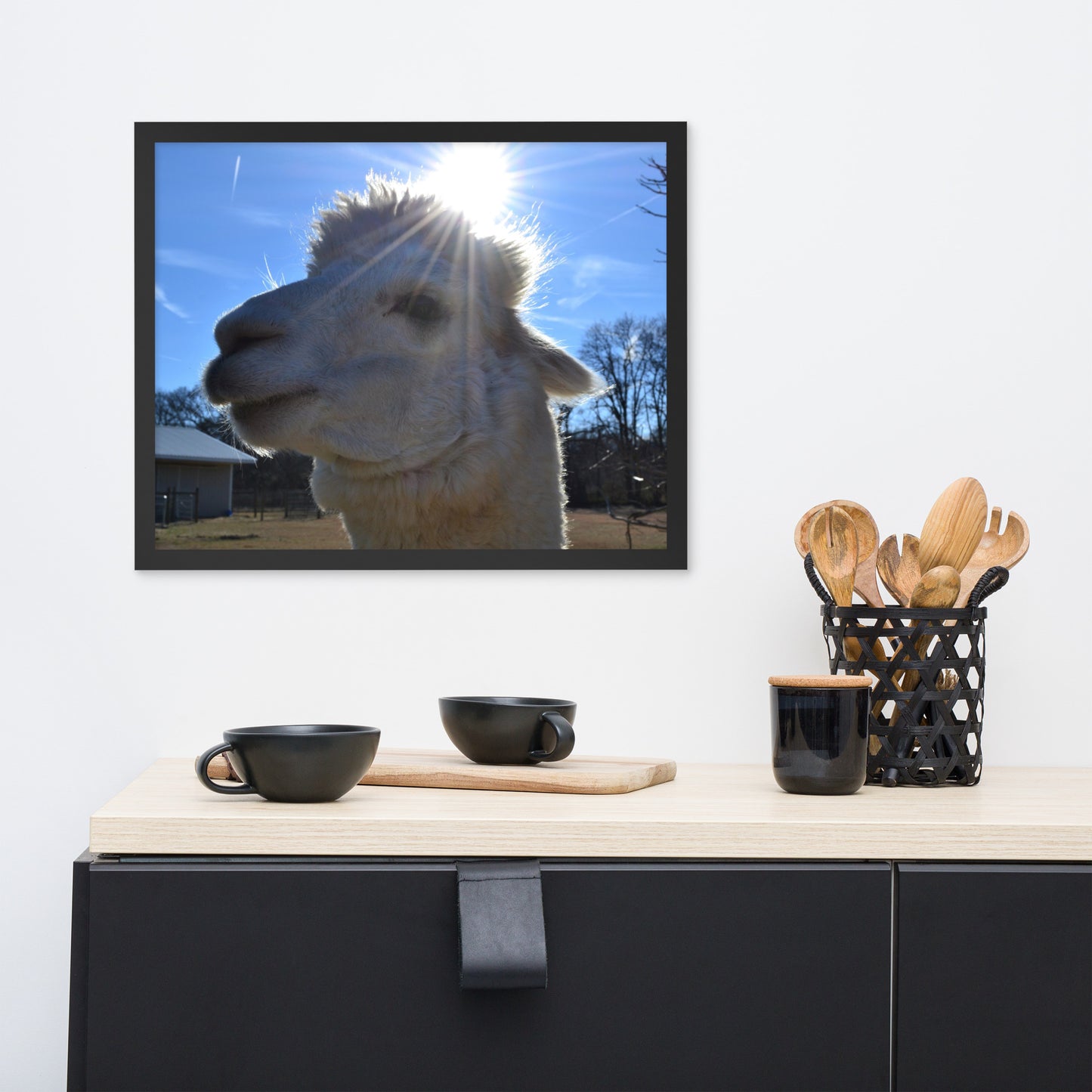 Cute Alpaca Blessed by the Sun Framed poster