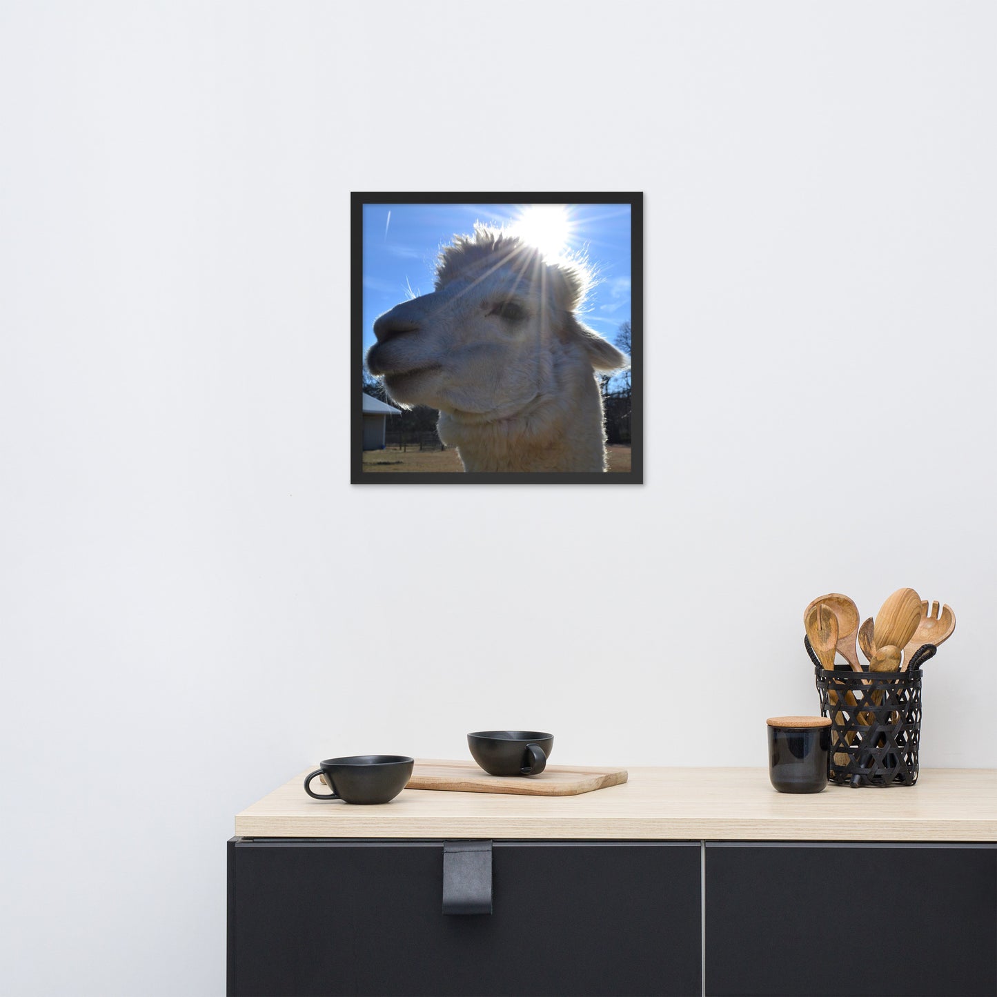 Cute Alpaca Blessed by the Sun Framed poster