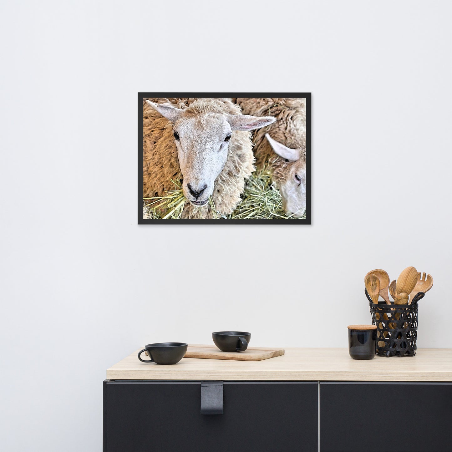 Farm Scene with Sheep Framed poster