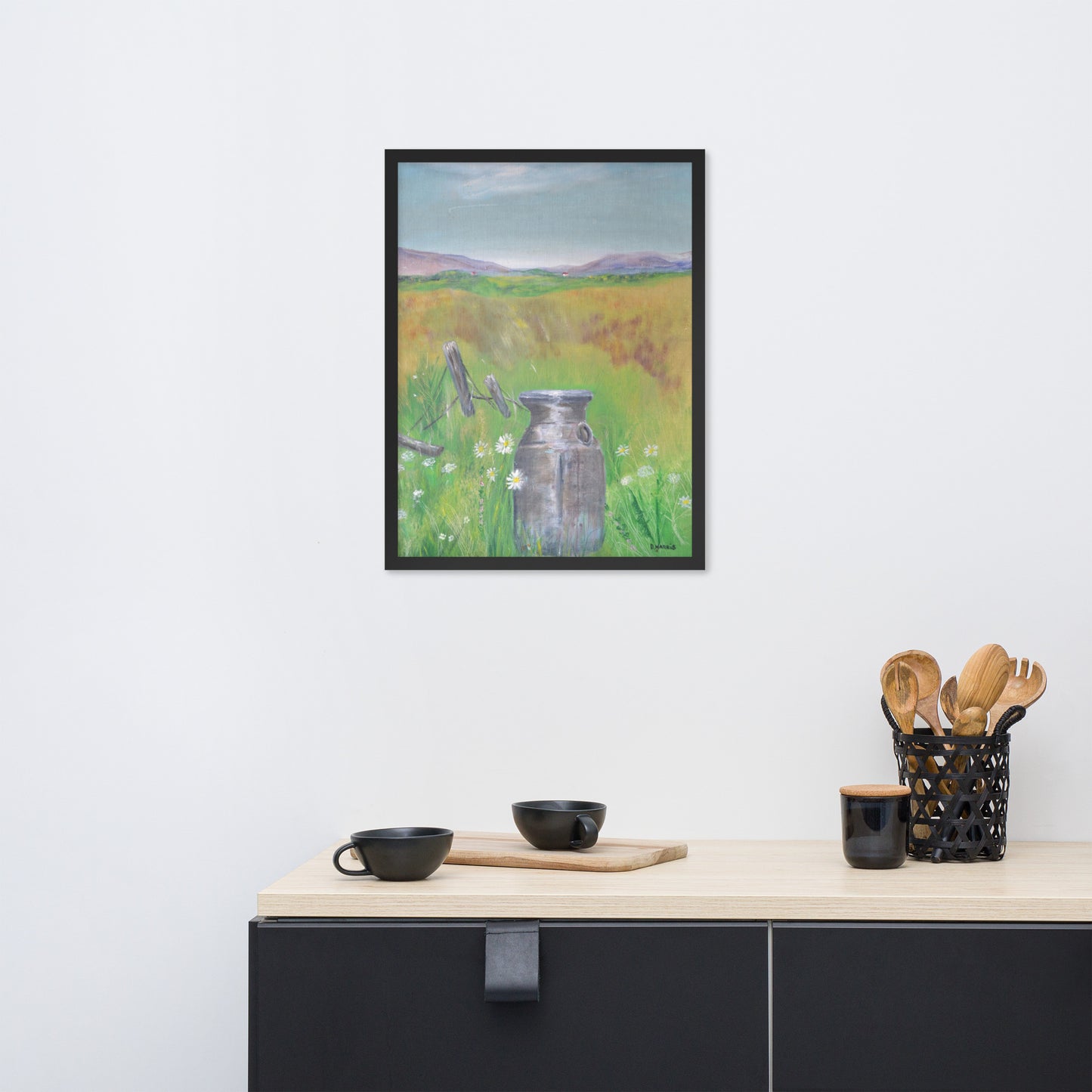 Dodie's Milk Bottle in a Field Framed poster