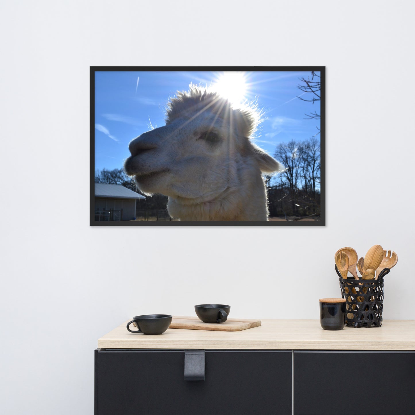 Cute Alpaca Blessed by the Sun Framed poster