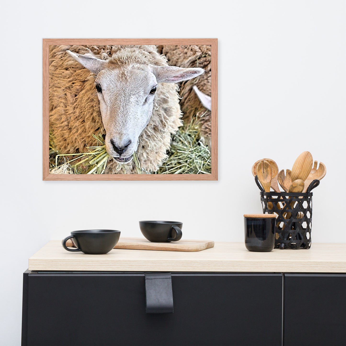 Farm Scene with Sheep Framed poster