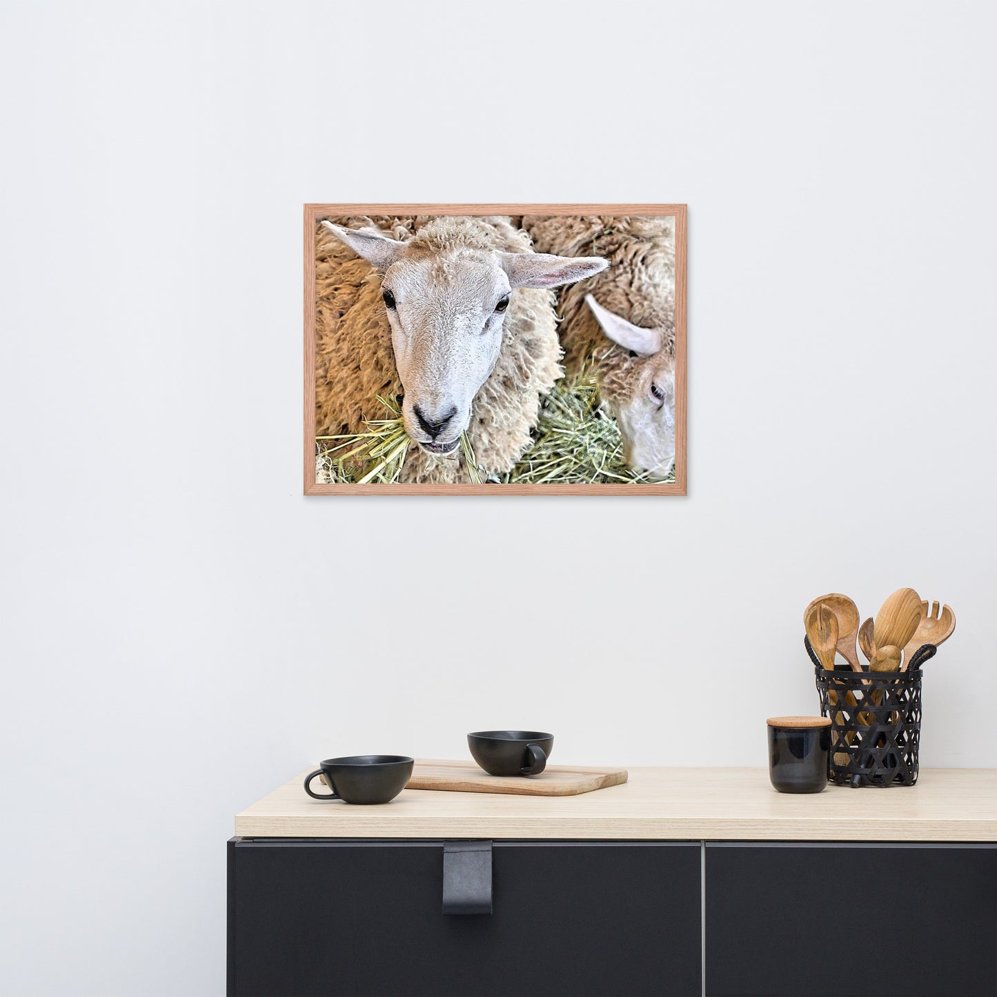 Farm Scene with Sheep Framed poster