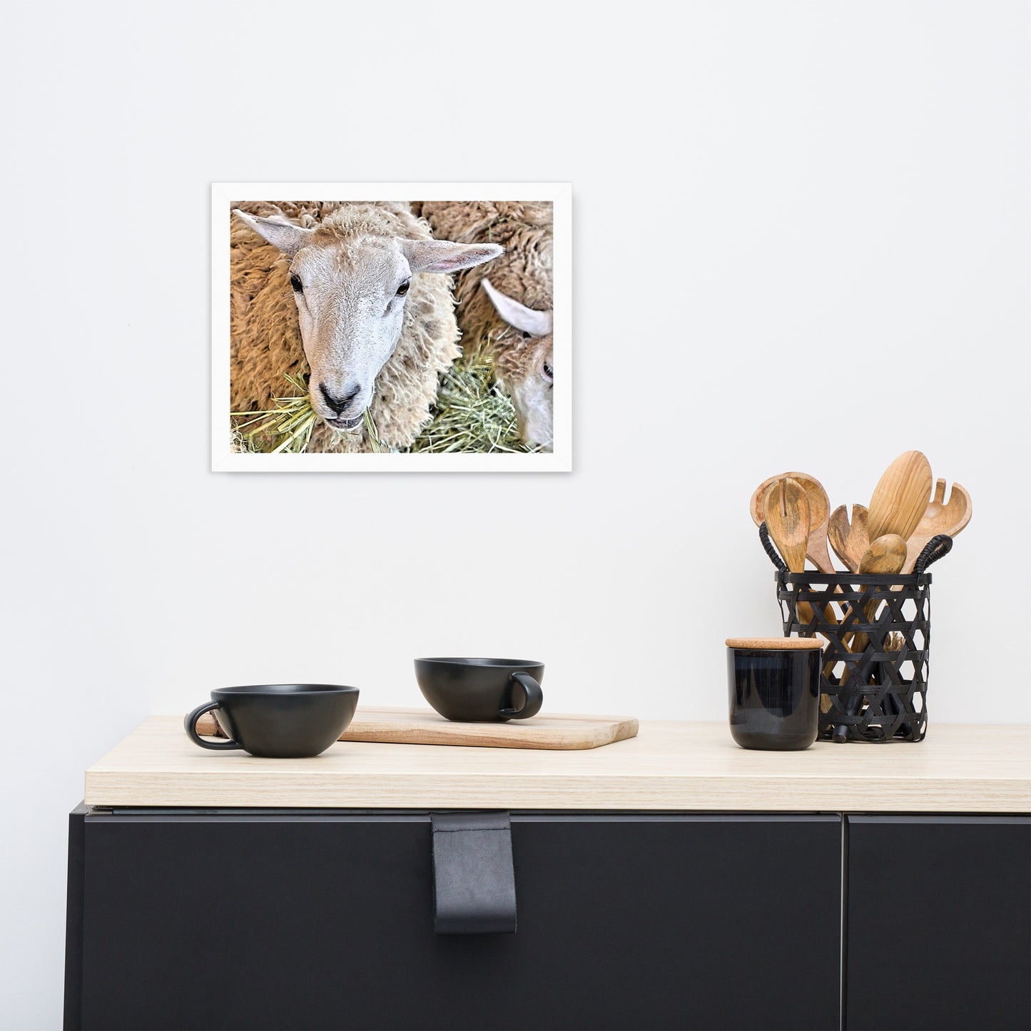 Farm Scene with Sheep Framed poster