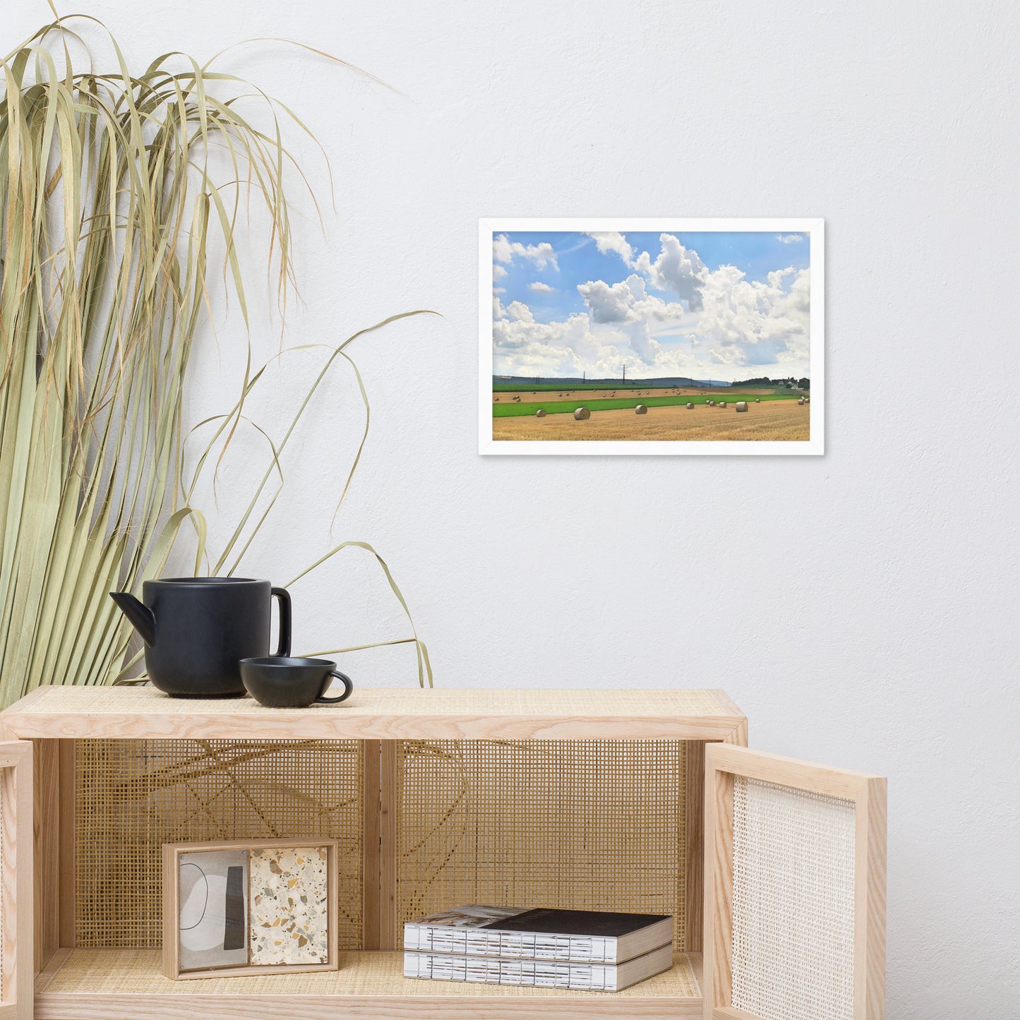 Bales of Wheat Farm Scene Framed poster