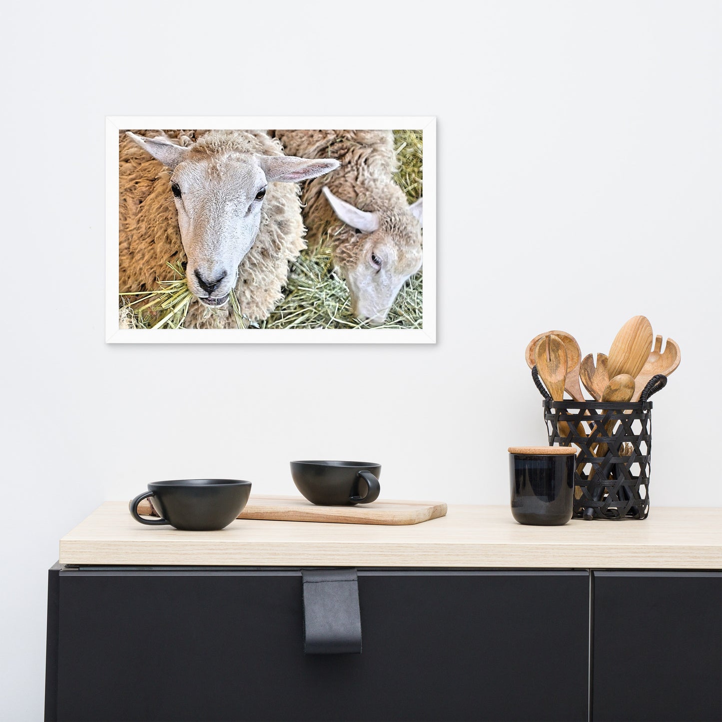 Farm Scene with Sheep Framed poster