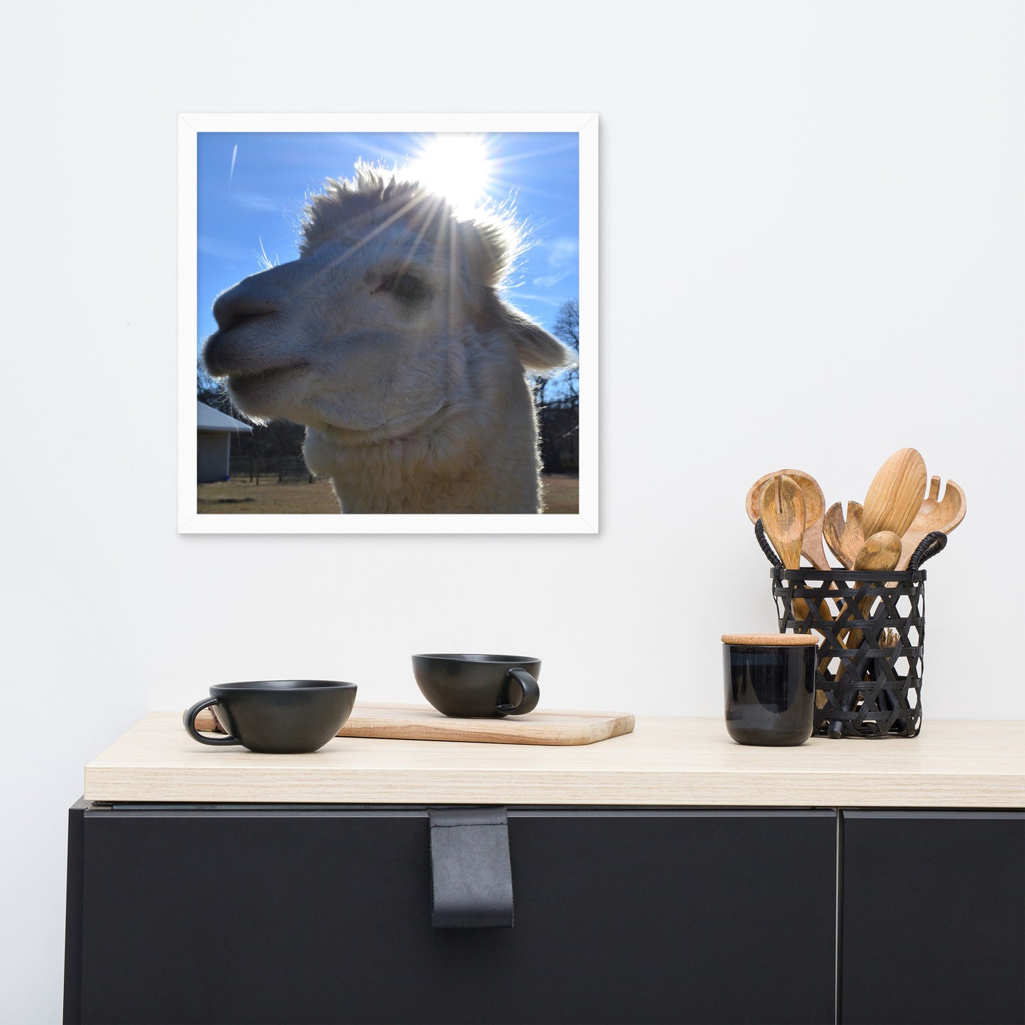 Cute Alpaca Blessed by the Sun Framed poster