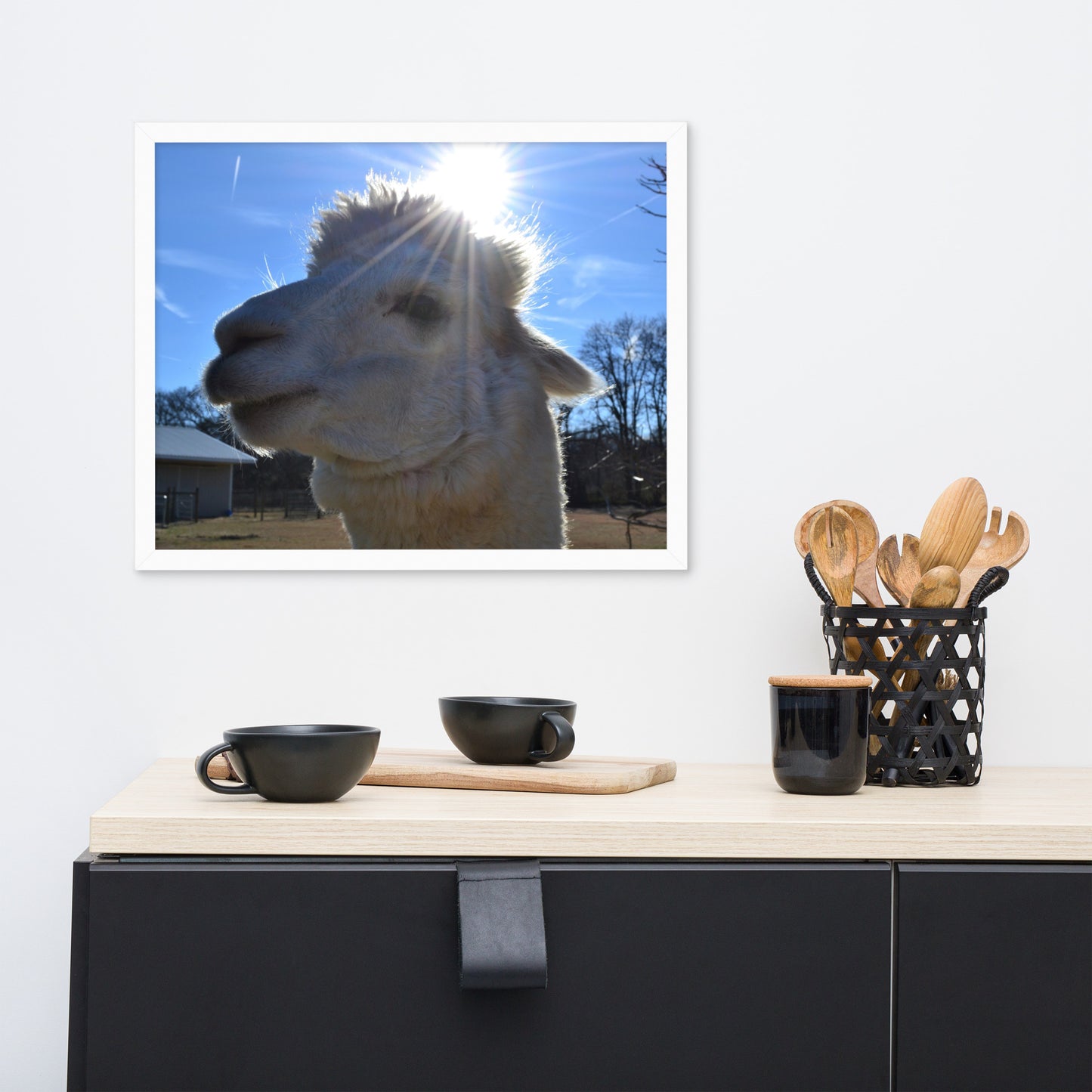 Cute Alpaca Blessed by the Sun Framed poster