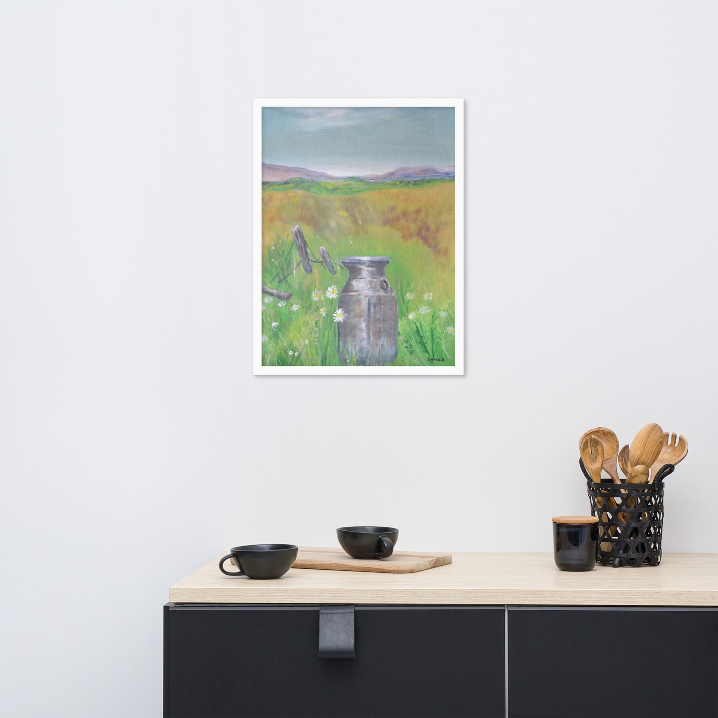 Dodie's Milk Bottle in a Field Framed poster