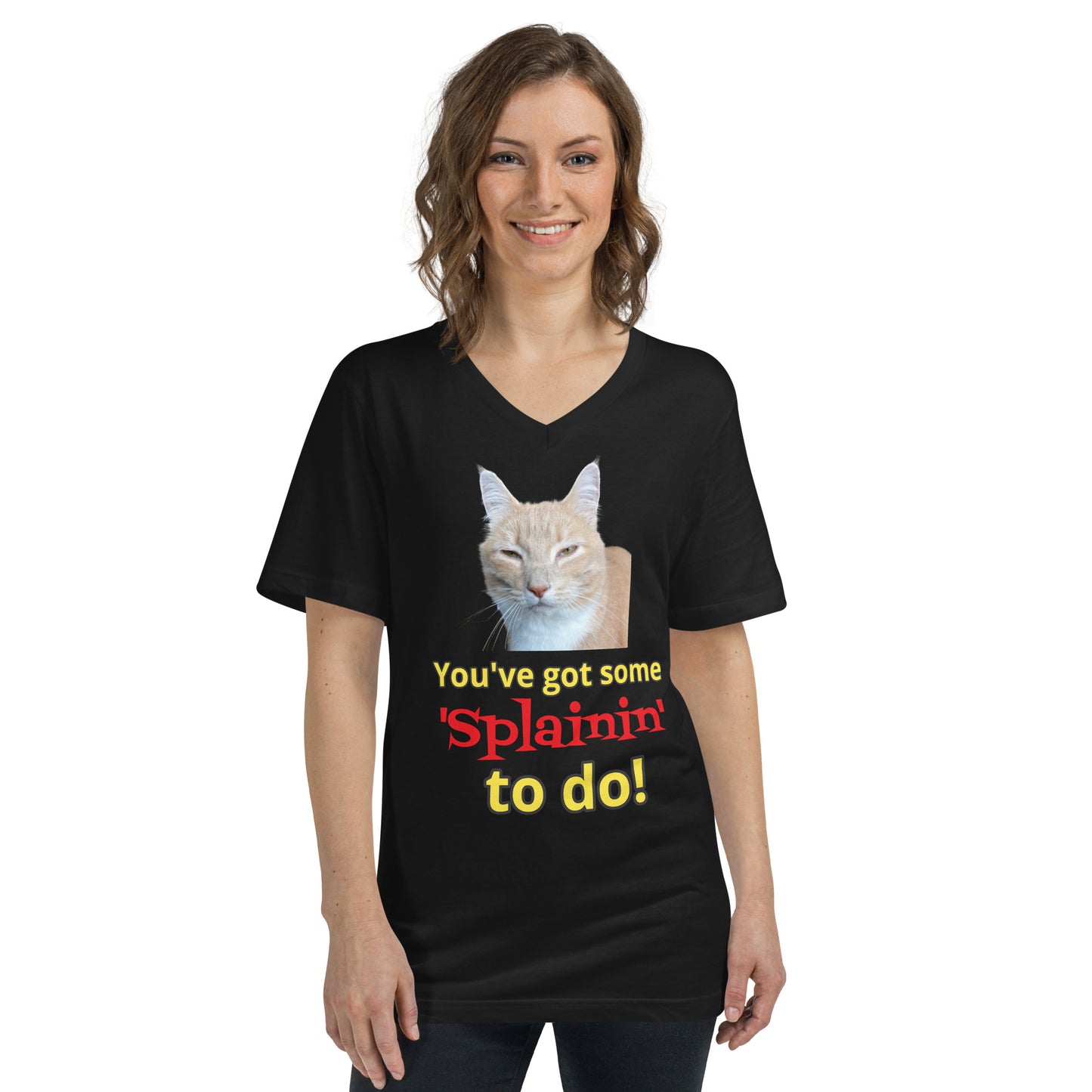 Bossy Kitty Unisex Short Sleeve V-Neck T-Shirt