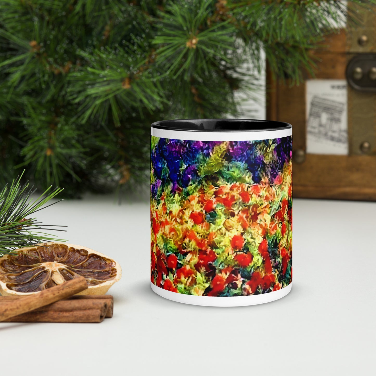 Impressionistic Wildflower Mug with Color Inside