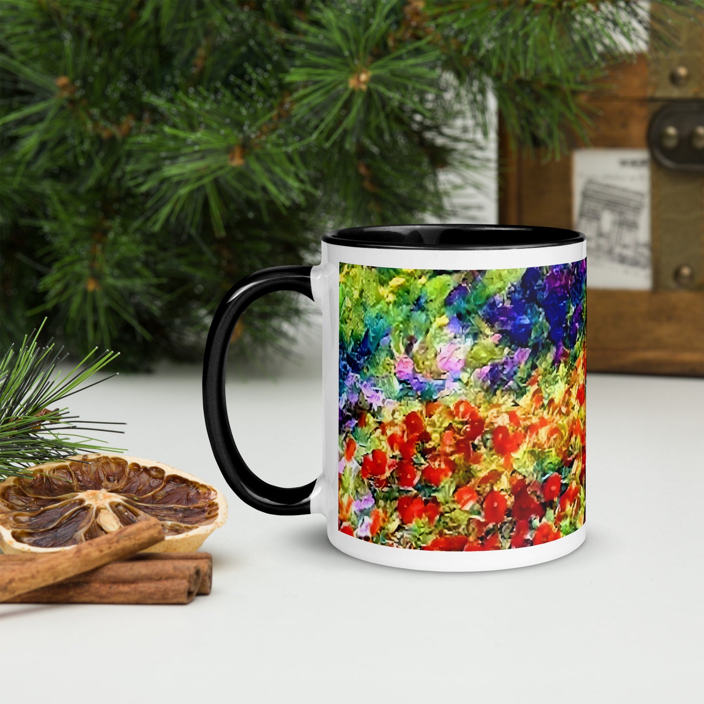 Impressionistic Wildflower Mug with Color Inside