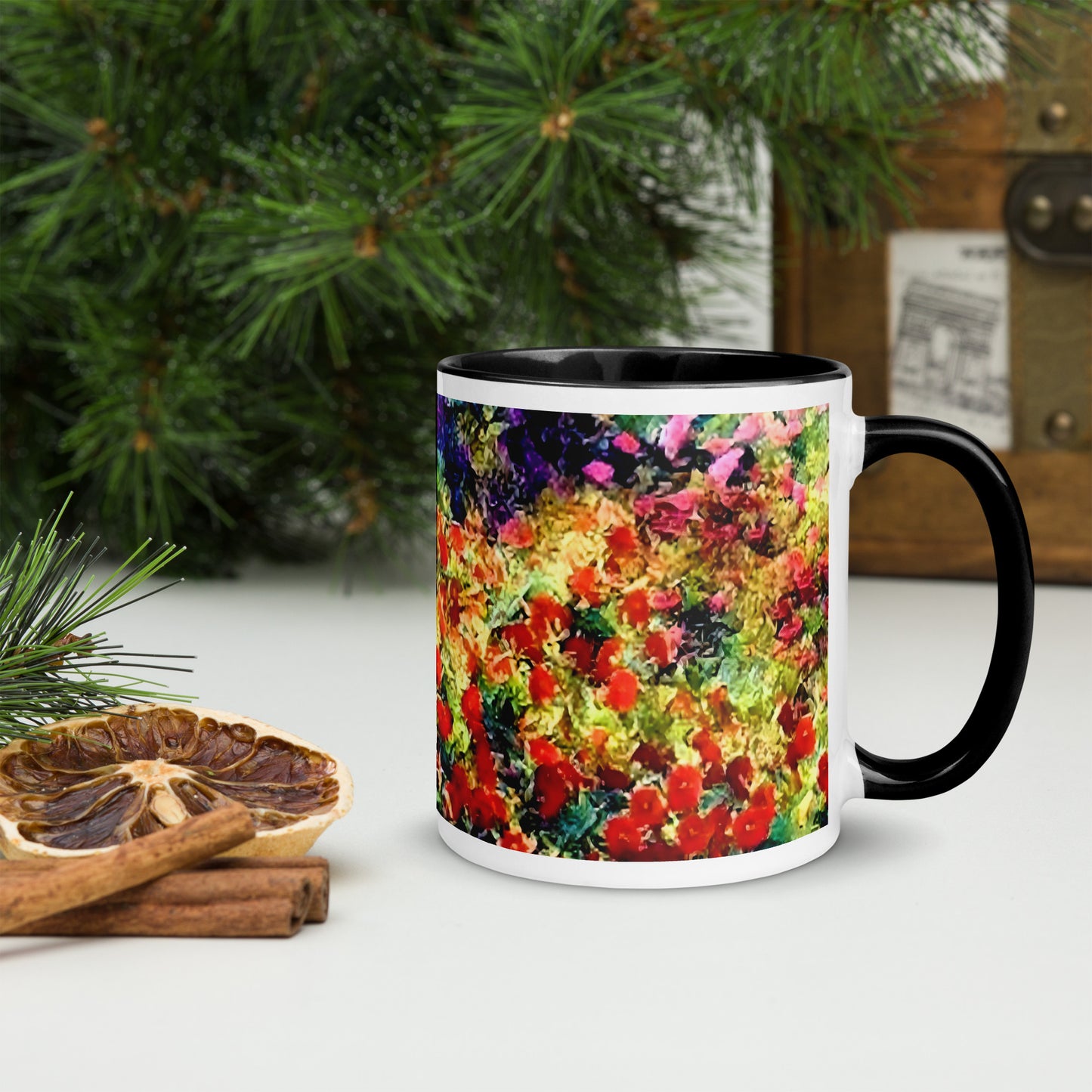 Impressionistic Wildflower Mug with Color Inside