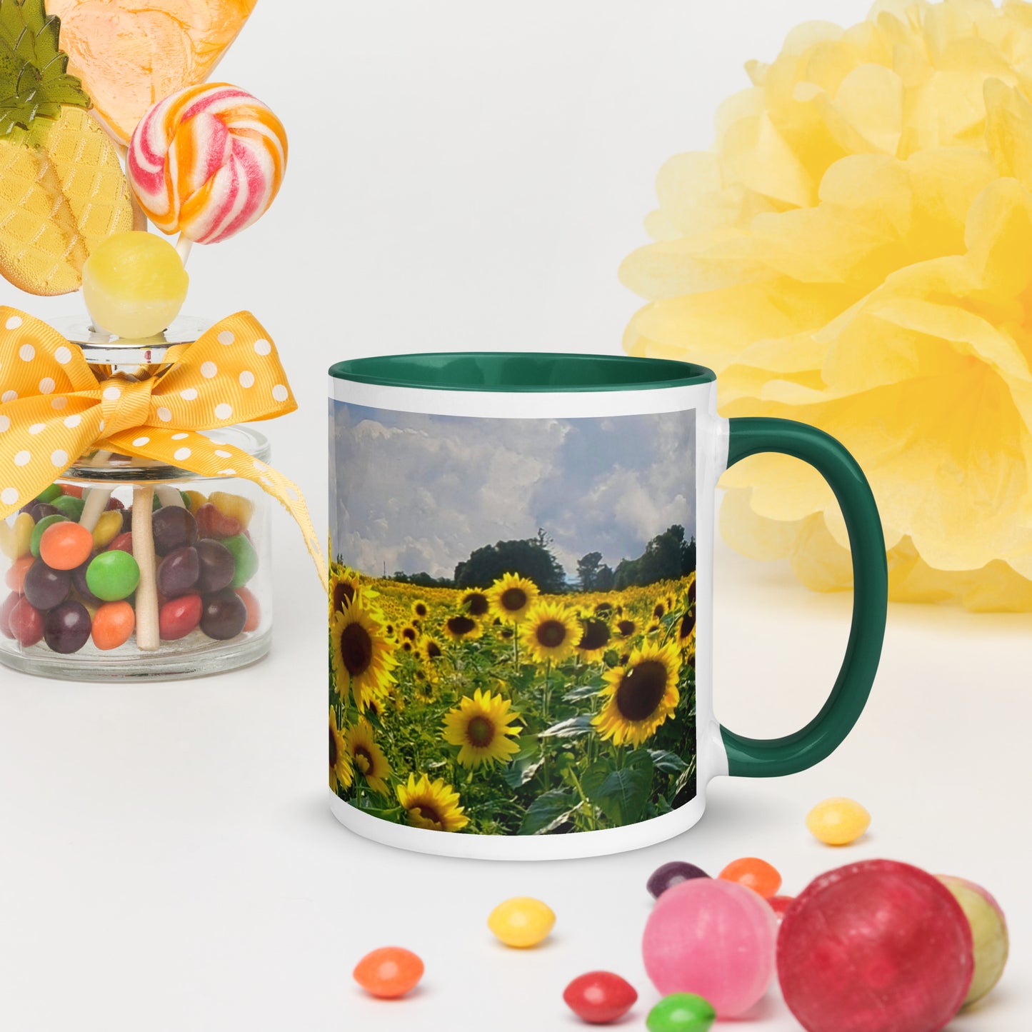 Sunflower Field Mug with Color Inside