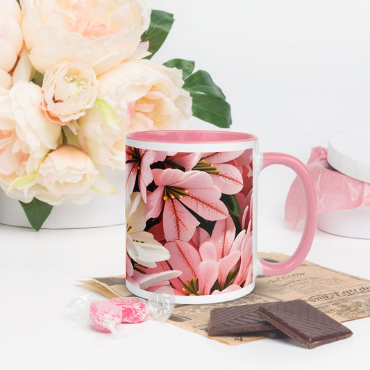 Pink Spring Flower Mug with Color Inside