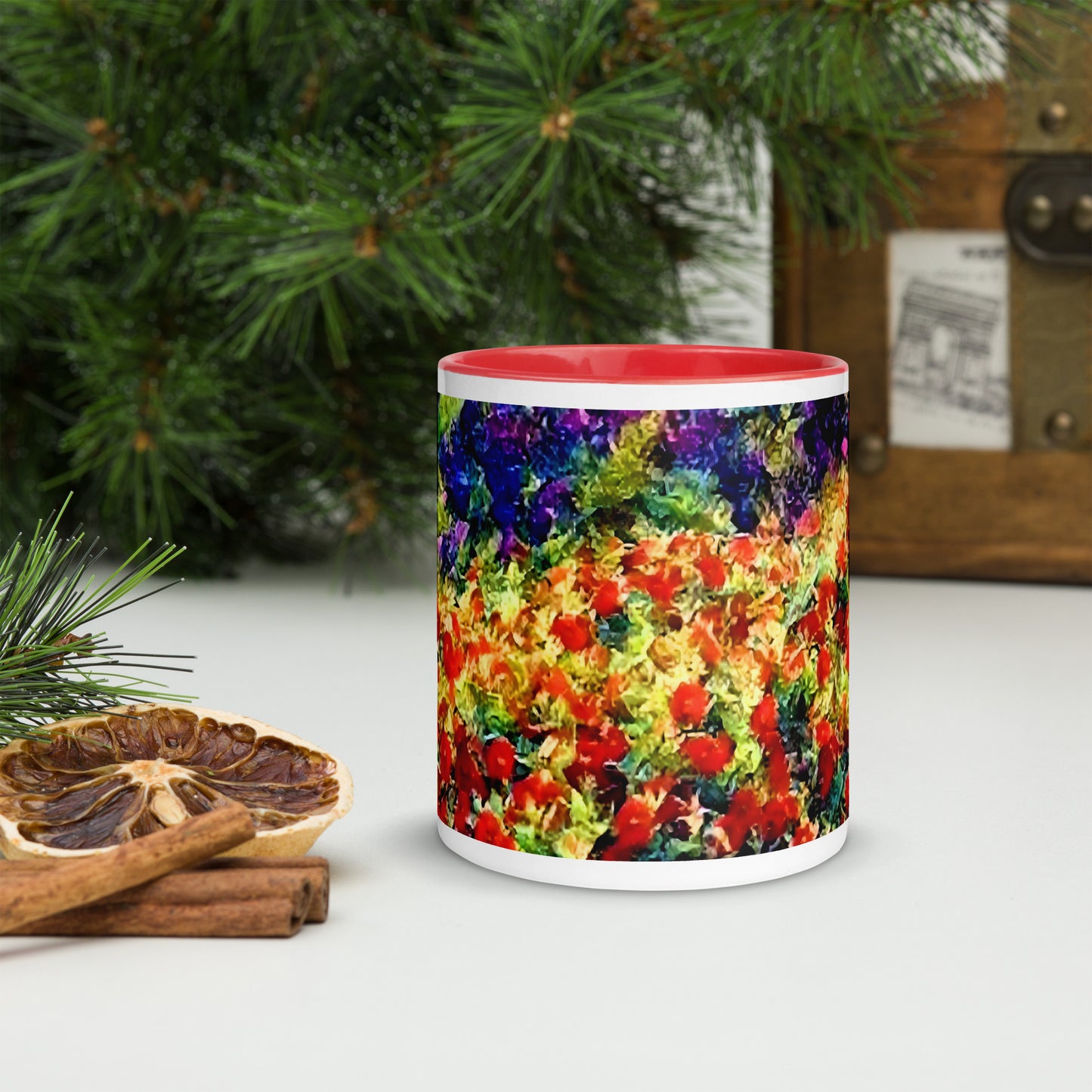 Impressionistic Wildflower Mug with Color Inside