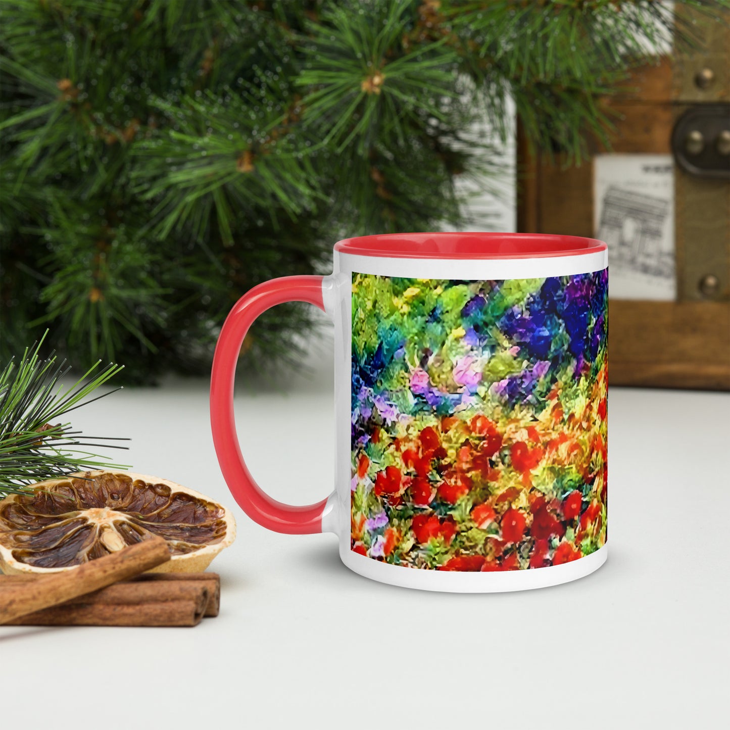 Impressionistic Wildflower Mug with Color Inside