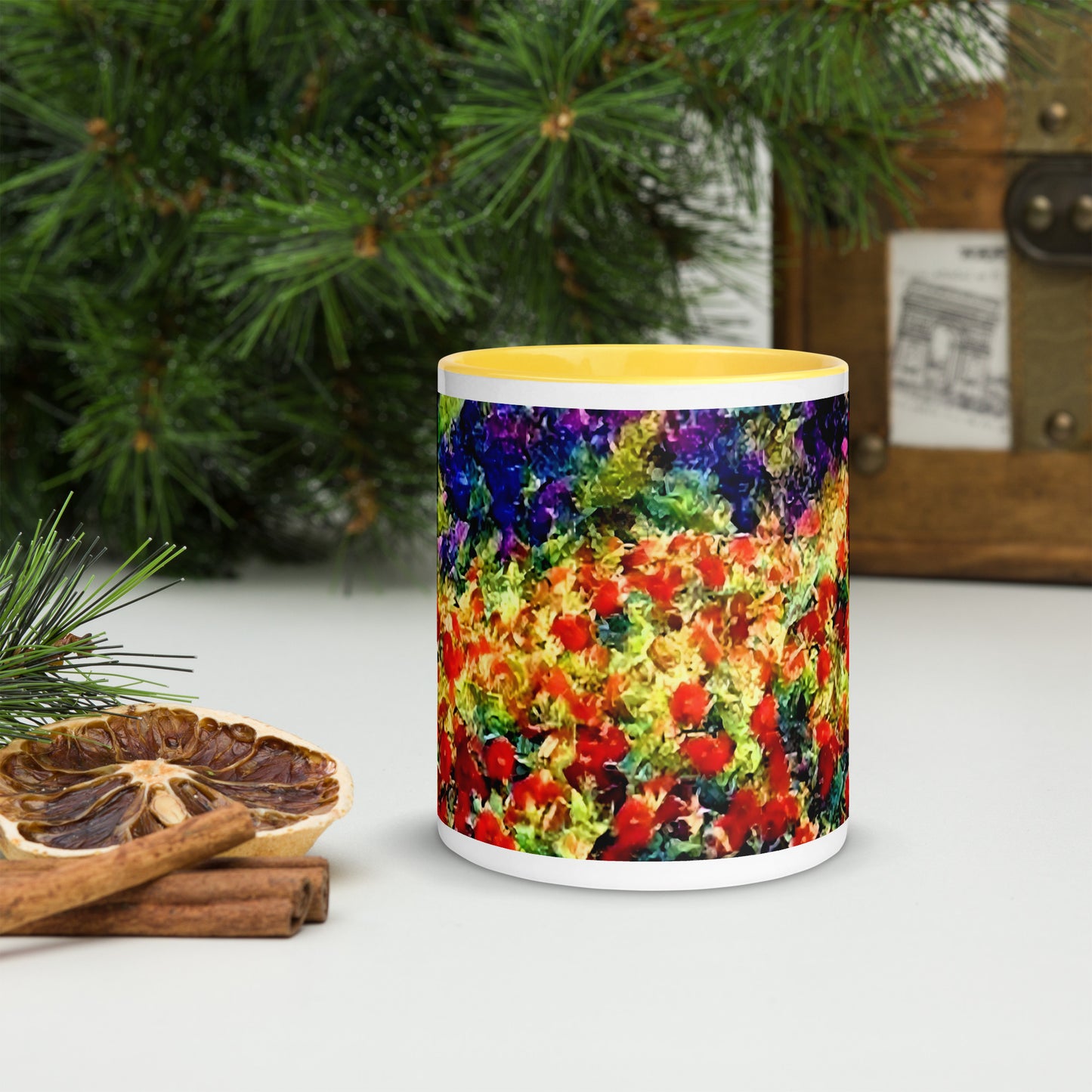 Impressionistic Wildflower Mug with Color Inside