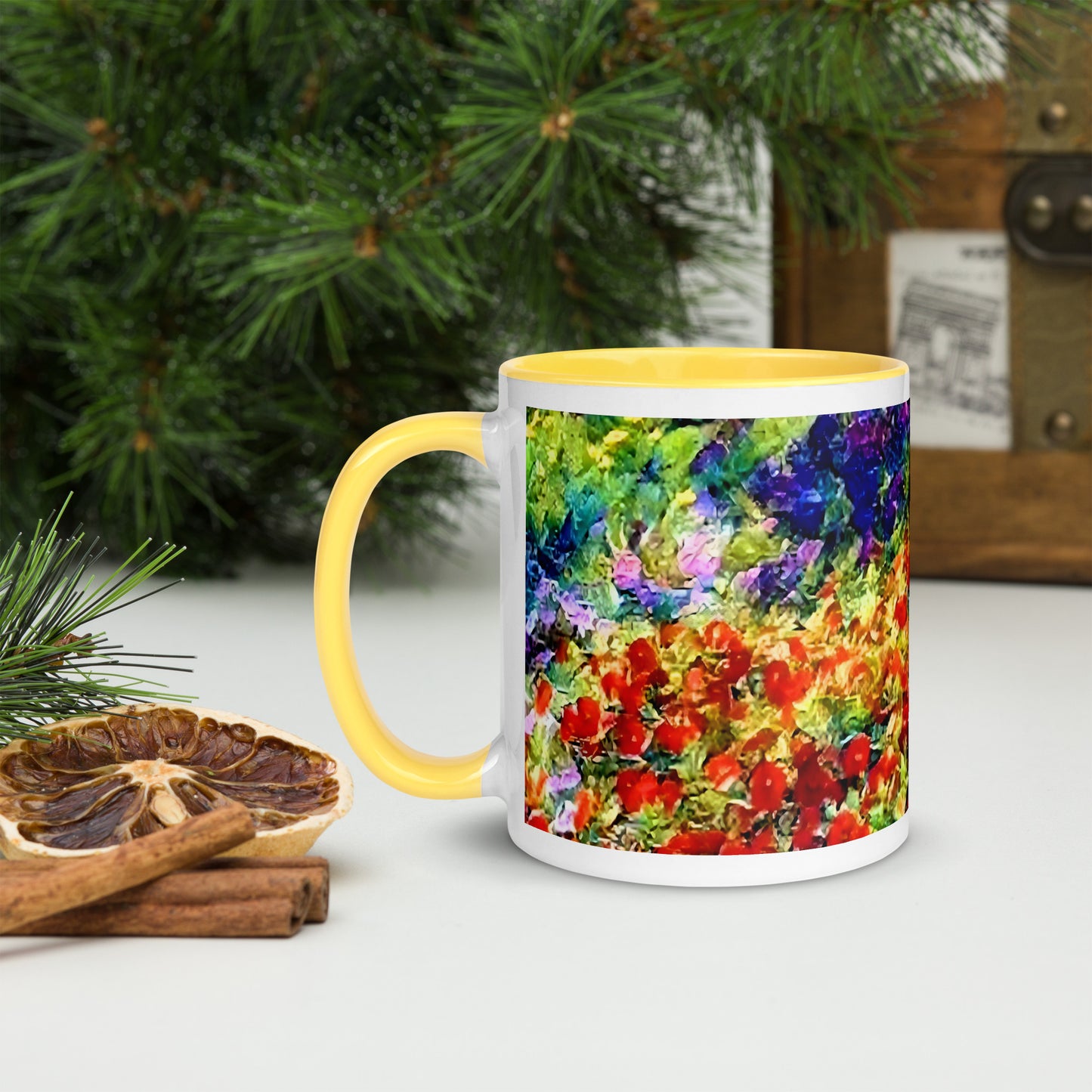 Impressionistic Wildflower Mug with Color Inside