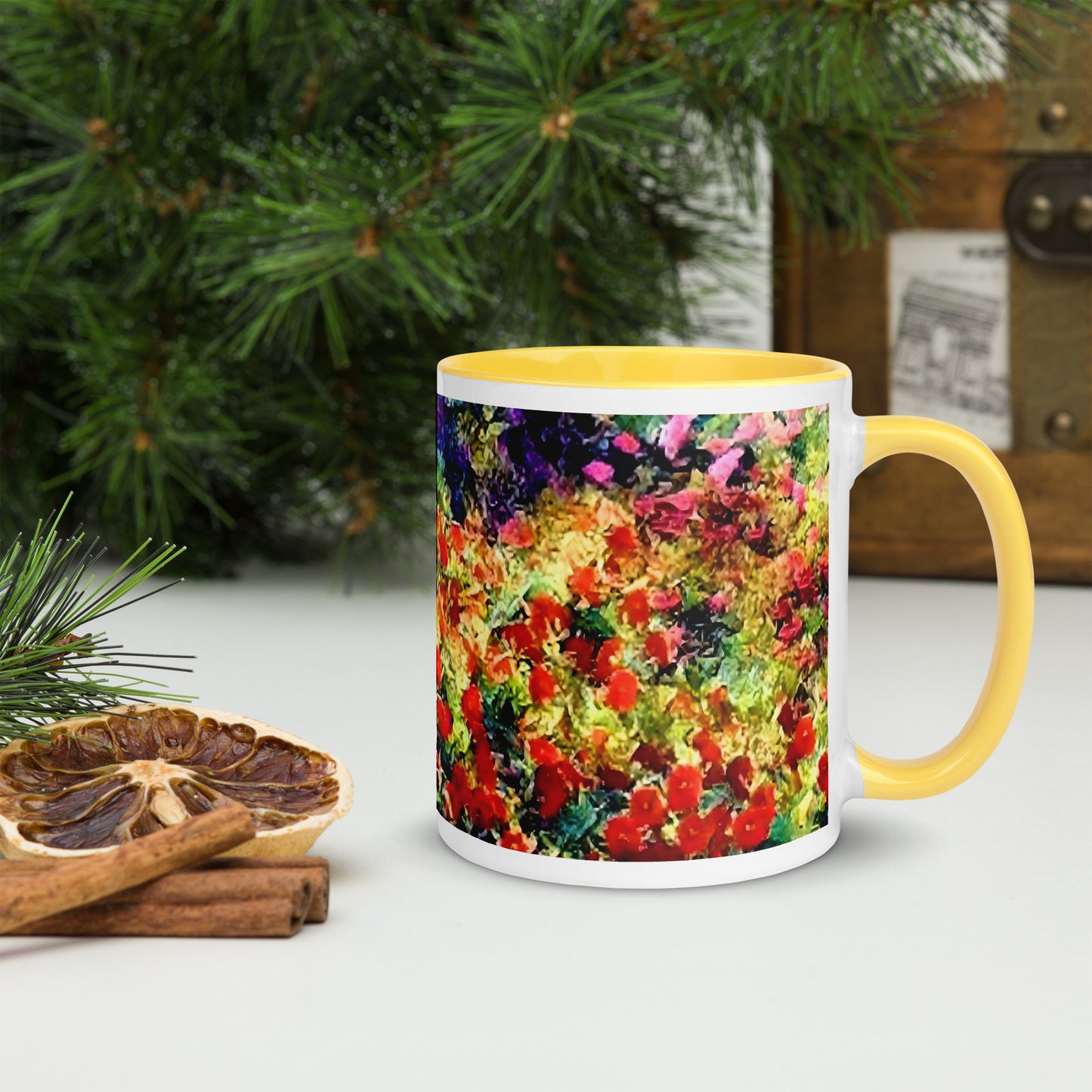 Impressionistic Wildflower Mug with Color Inside