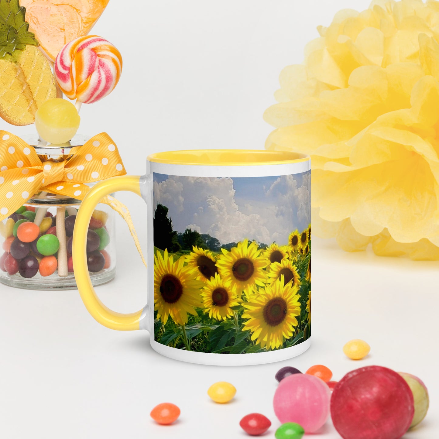 Sunflower Field Mug with Color Inside