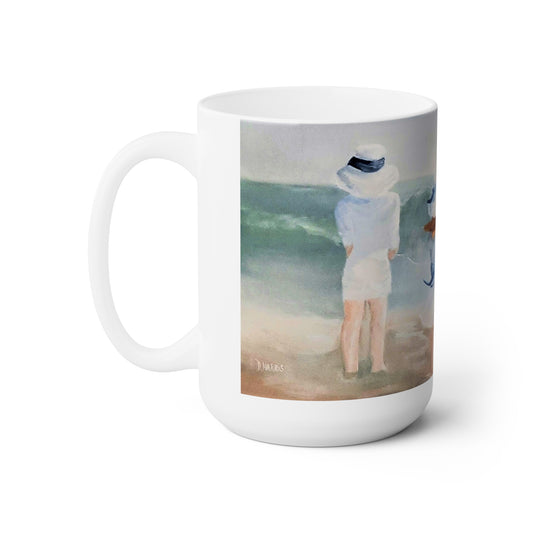 Dodie's Boy and Girl at the Beach Impressionistic Mug 15oz