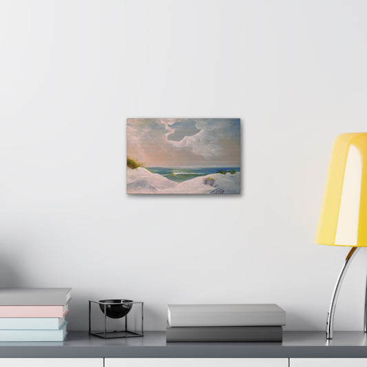 Impressionist Beach Scene with Angel Cloud on Canvas